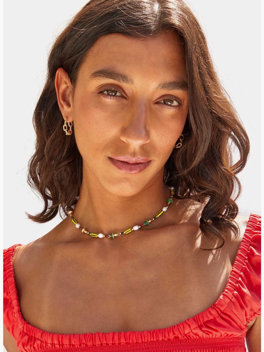 Clare V. Beaded stripe necklace